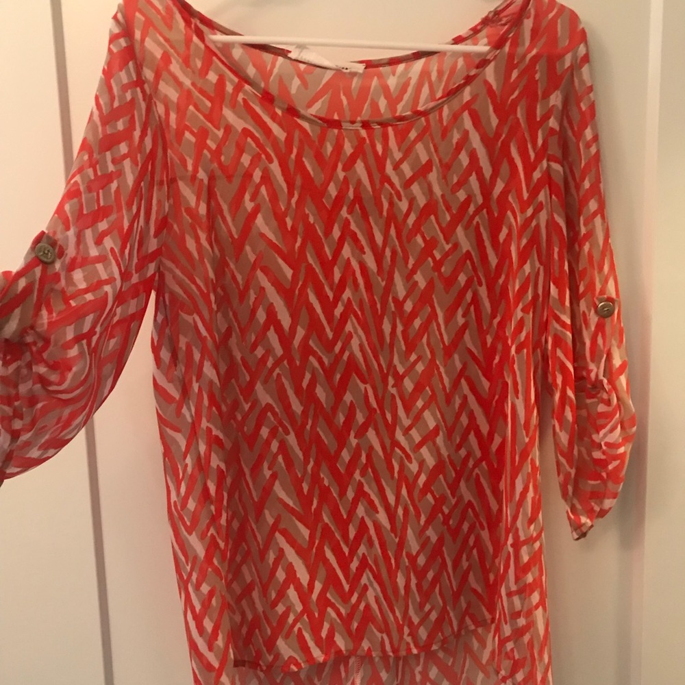 Anthropologie patterned polyester blouse